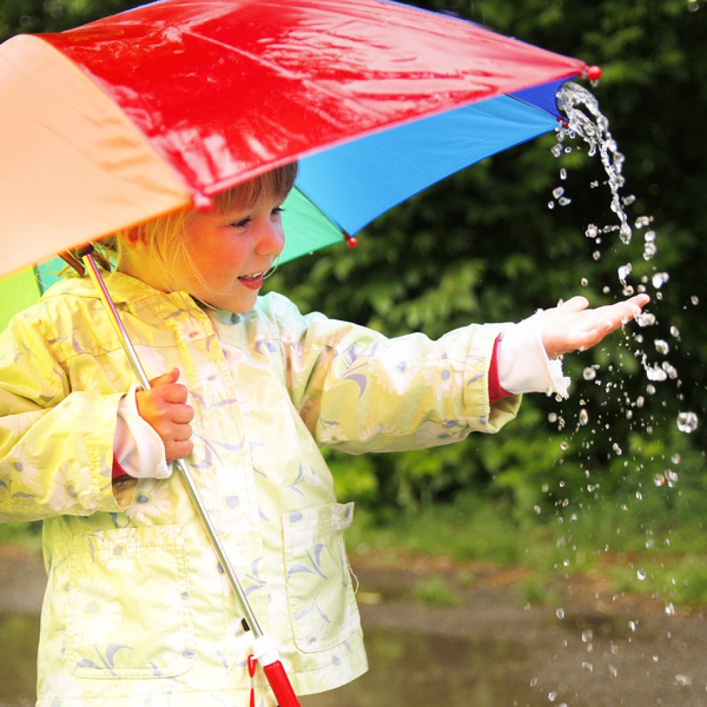 Little Girl With An Umbrella In The Rain