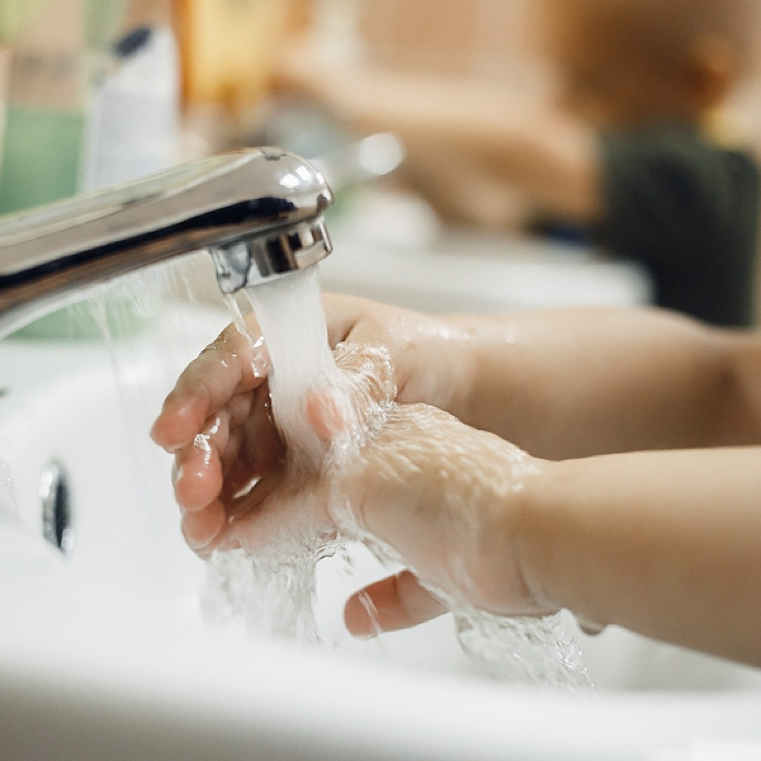 Toddlers Wash Their Hands In A Washstand In Kindergarten. Concep